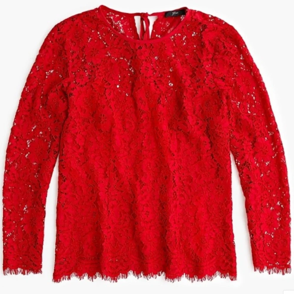 0 🔖 J.CREW Lace Top With Built-in Cami Red H2200